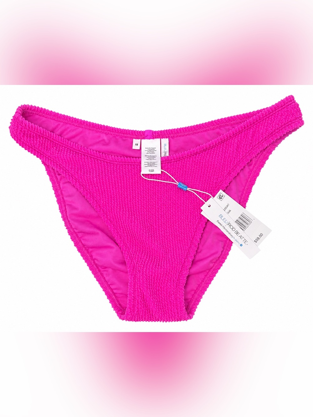 🆕 Bleu Rod Beattie Dahlia Textured Bikini Bottom Size 10 Pink Swim